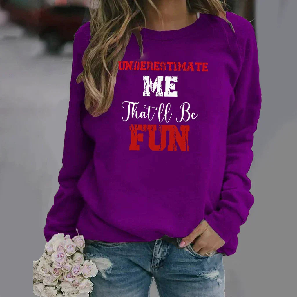 Eveloria Damen Sweatshirt Baumwolle Rundhals Langarm