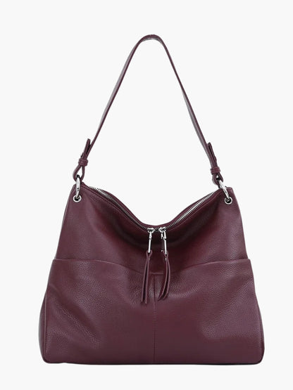 Leder Hobo-Tasche Weiches Leder Zipper-Verschluss - Norvielle
