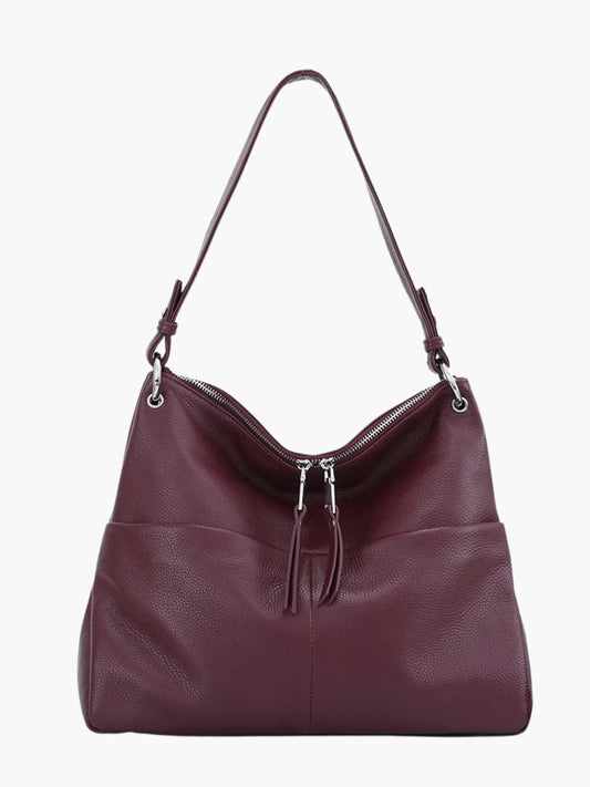 Leder Hobo-Tasche Weiches Leder Zipper-Verschluss - Norvielle