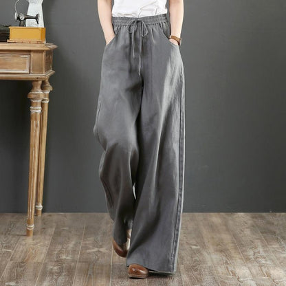 Damen Leichte Hose Elastischer Bund Luftig Weiß