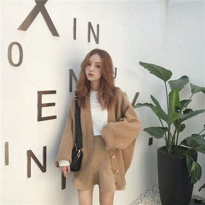 Damen Strickcardigan Groß Lässig Knöpfe Beige