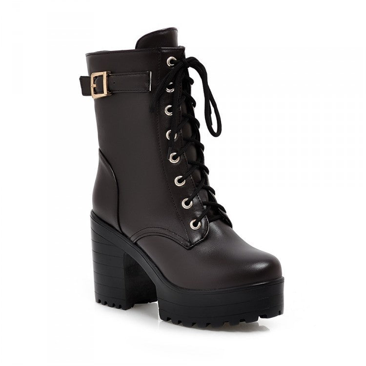 Eveloria Damen Stiefel Schnürung Leder