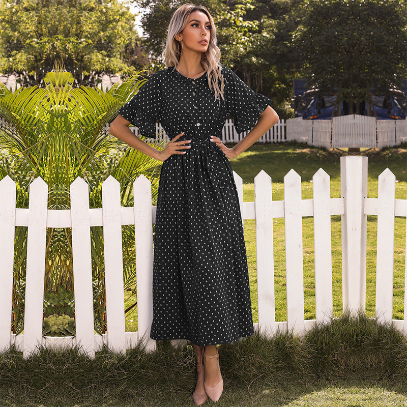 Damen Midi-Kleid Knopfleiste Fließender Schnitt Eveloria - Eveloria