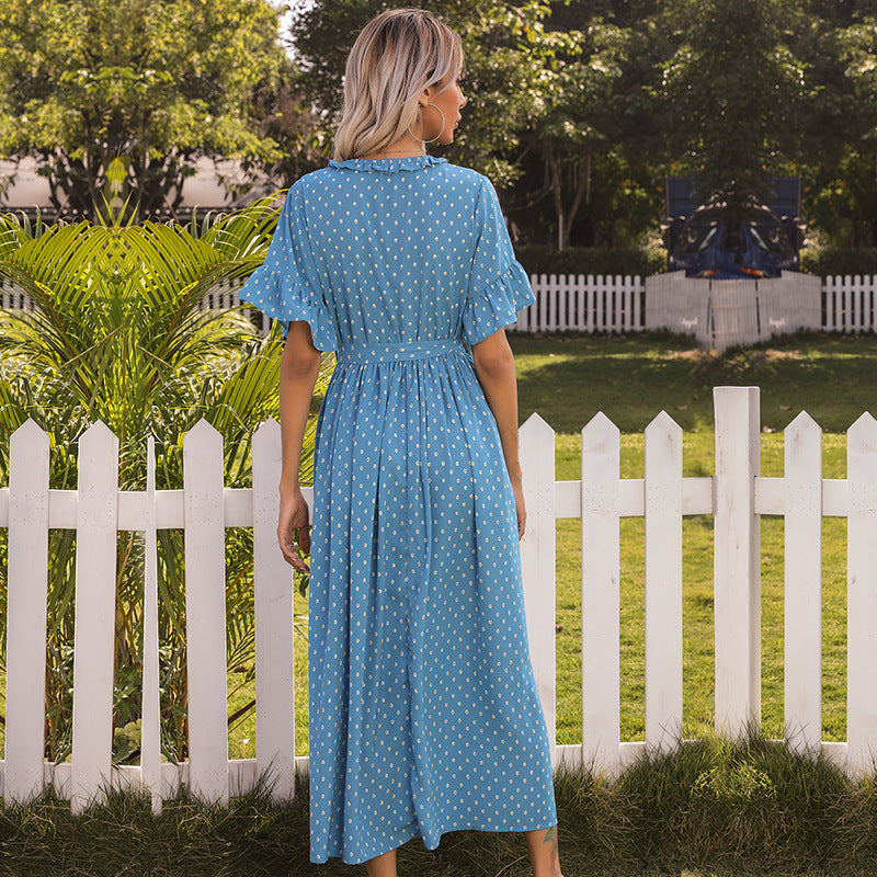 Damen Midi-Kleid Knopfleiste Fließender Schnitt Eveloria