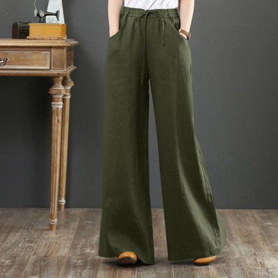 Damen Leichte Hose Elastischer Bund Luftig Weiß