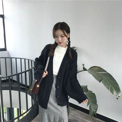 Damen Strickcardigan Groß Lässig Knöpfe Beige