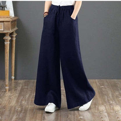 Damen Leichte Hose Elastischer Bund Luftig Weiß