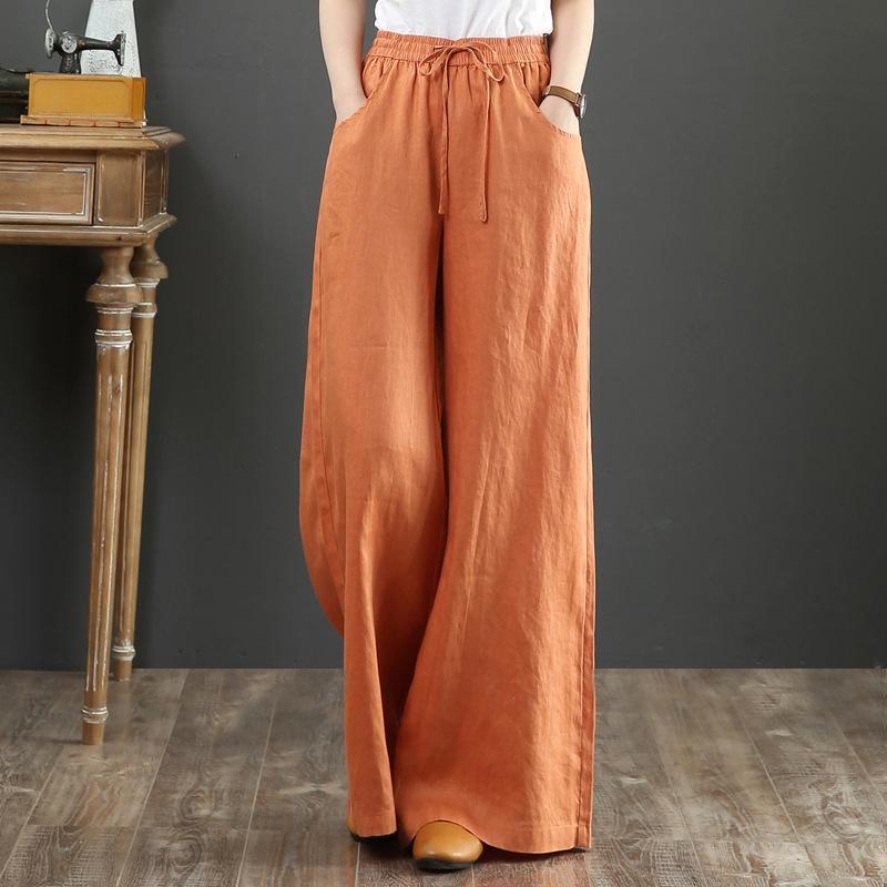 Damen Leichte Hose Elastischer Bund Luftig Weiß