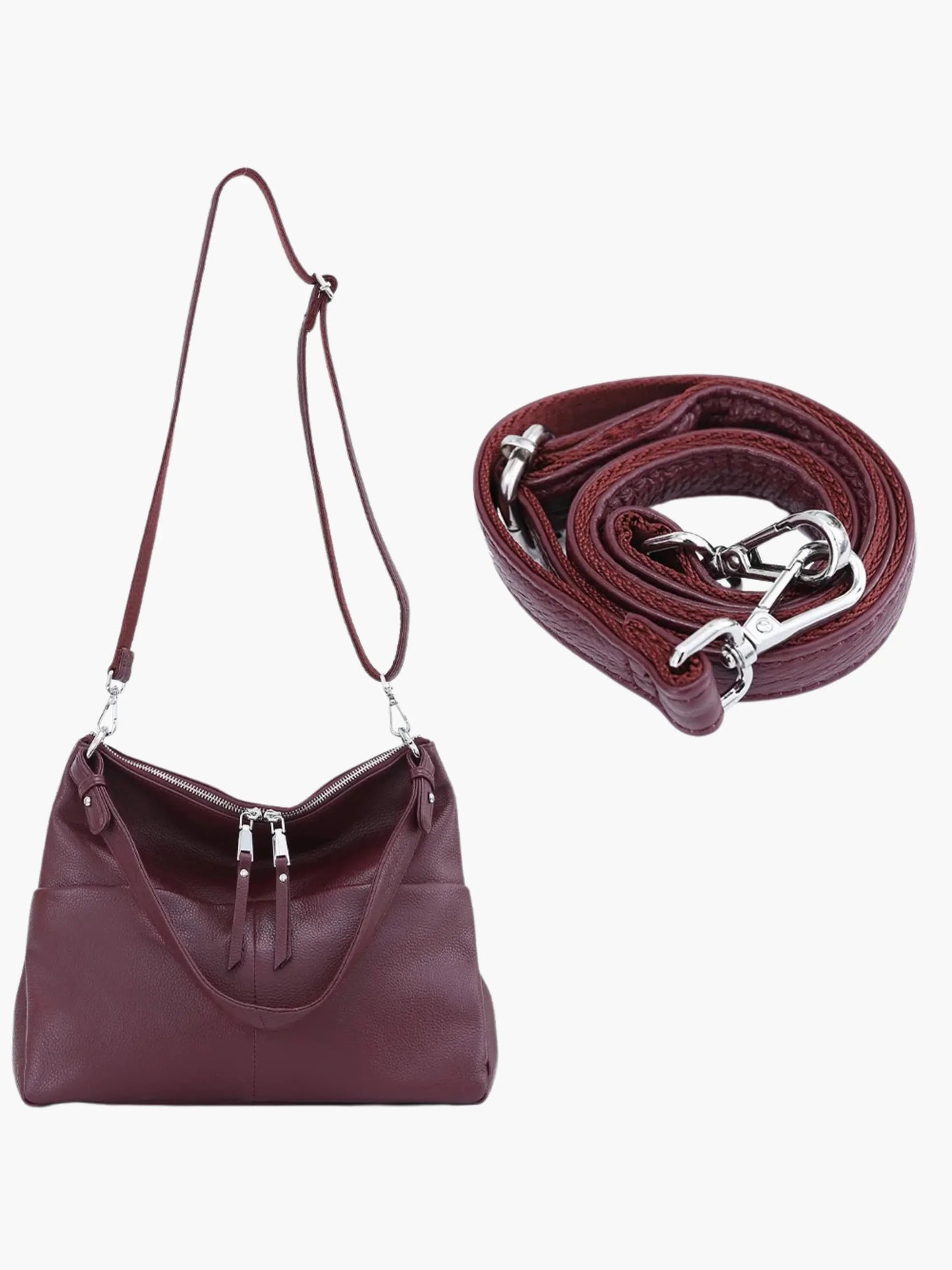 Leder Hobo-Tasche Weiches Leder Zipper-Verschluss