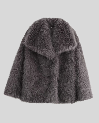 Kunstfell Schalkragen Jacke Damen