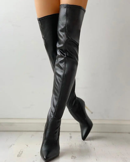 Eveloria Damen Überknee Stiefel Ferse Reißverschluss