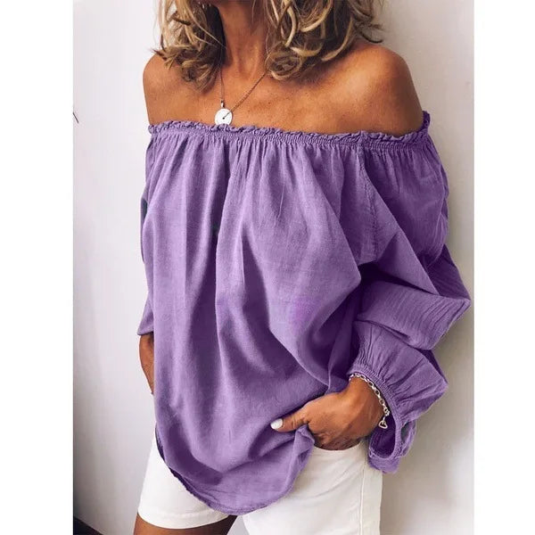 Damen Off Shoulder Bluse Elegante Ballonärmel