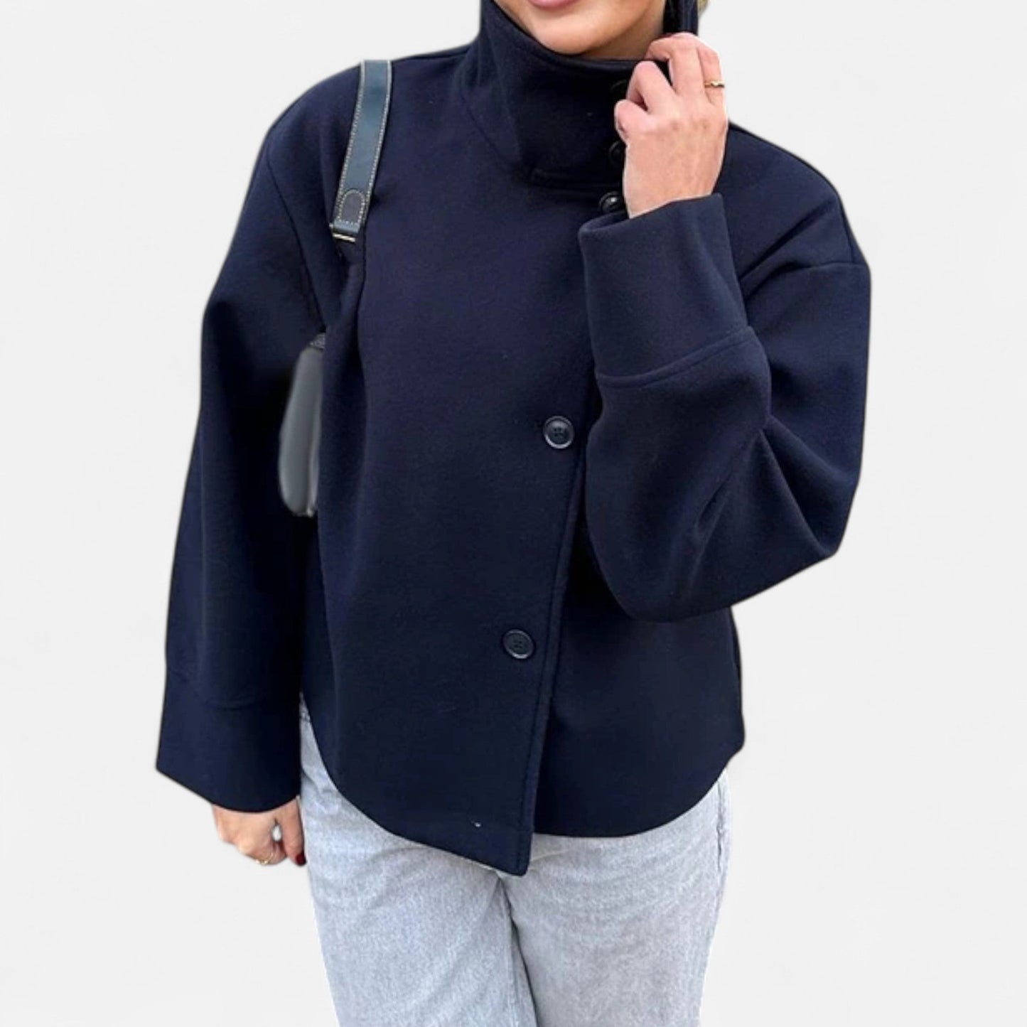 Damen Kurzjacke Moderner Stehkragen Zeitlos