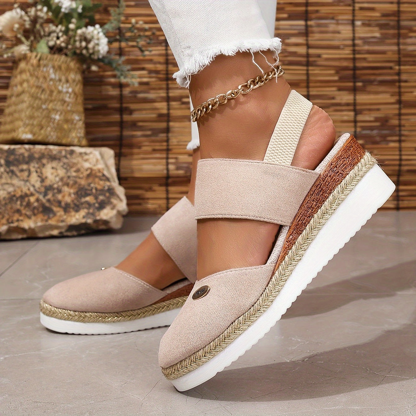 Damen Sandalen Plattform Rutschfest Elastisch