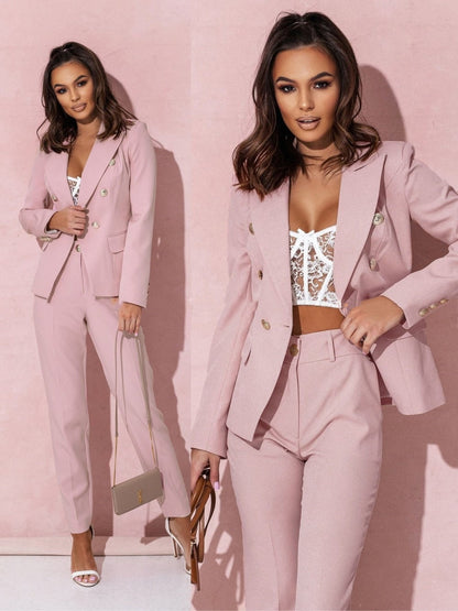 Eveloria Damen Business Anzug Blazer Hosen Set