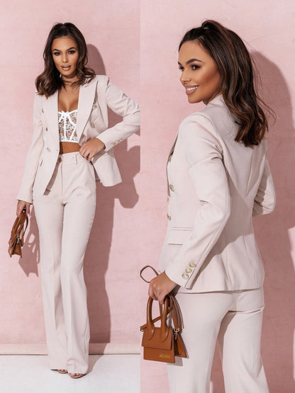 Eveloria Damen Business Anzug Blazer Hosen Set