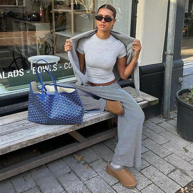 Damen Frühlingshose Gestreift Relaxed Fit