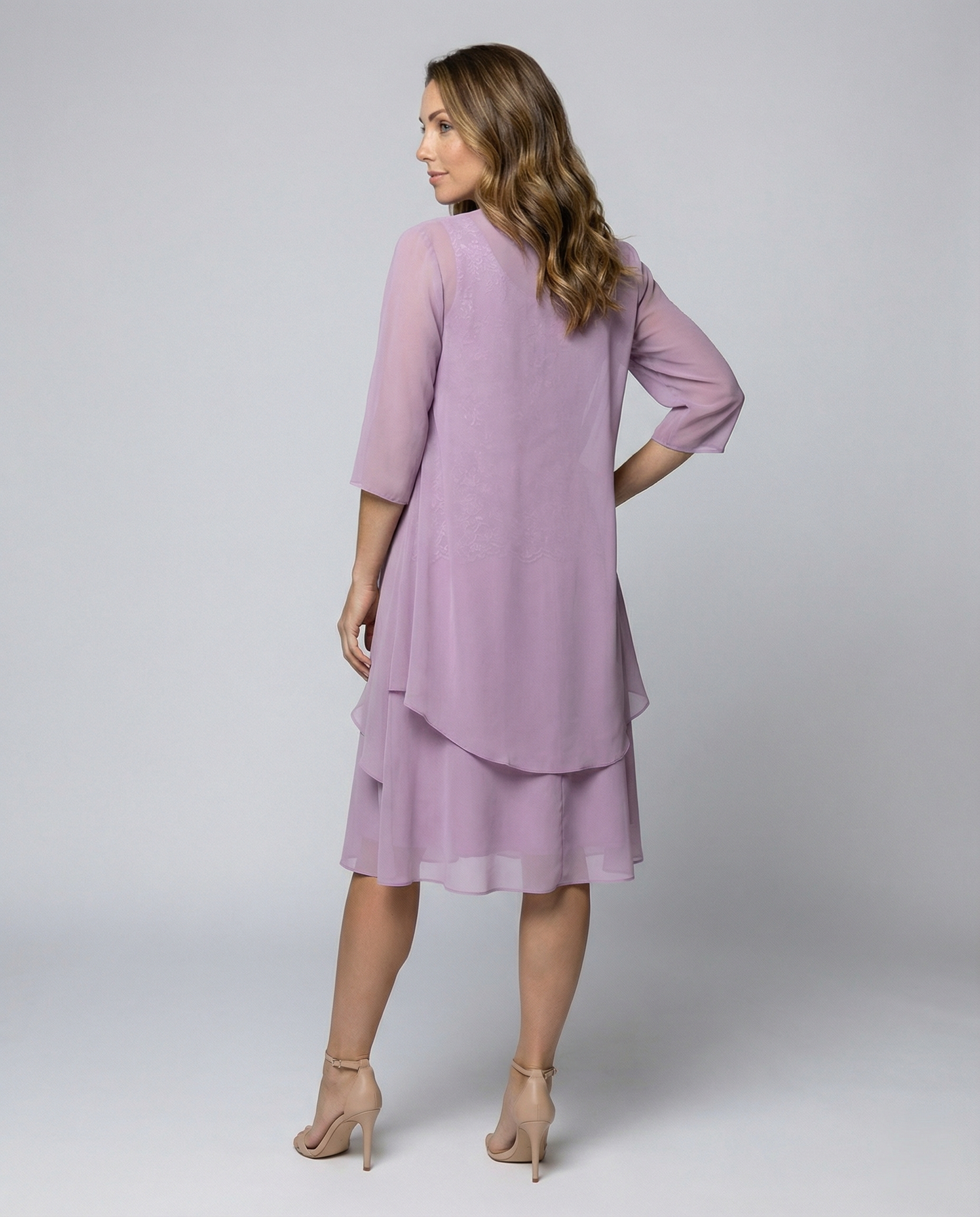 Damen Chiffonkleid Zweiteilig Elegant