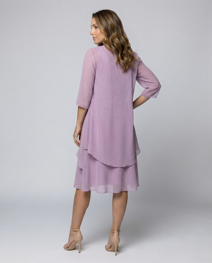 Damen Chiffon Abendkleid Zweiteilig Elegant