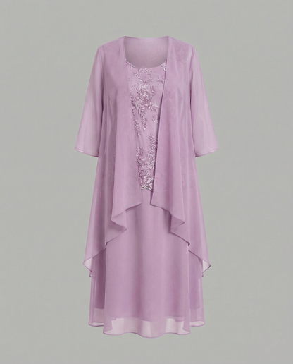 Damen Chiffonkleid Zweiteilig Elegant