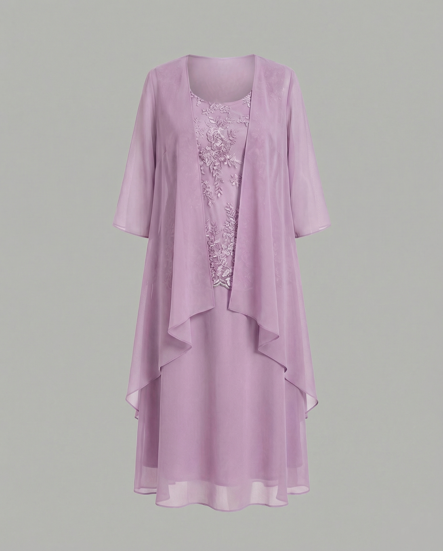 Damen Chiffon Abendkleid Zweiteilig Elegant