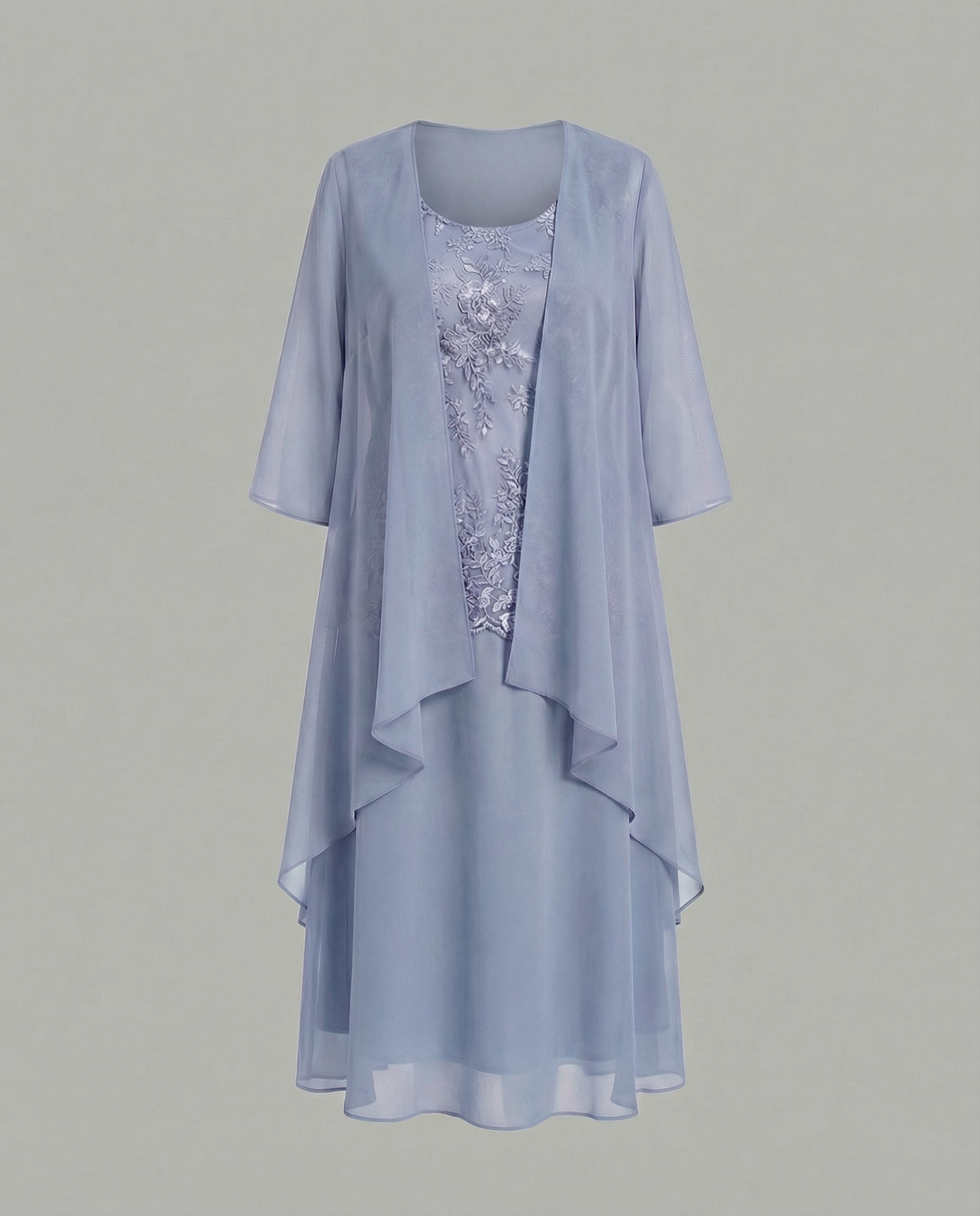Damen Chiffon Abendkleid Zweiteilig Elegant