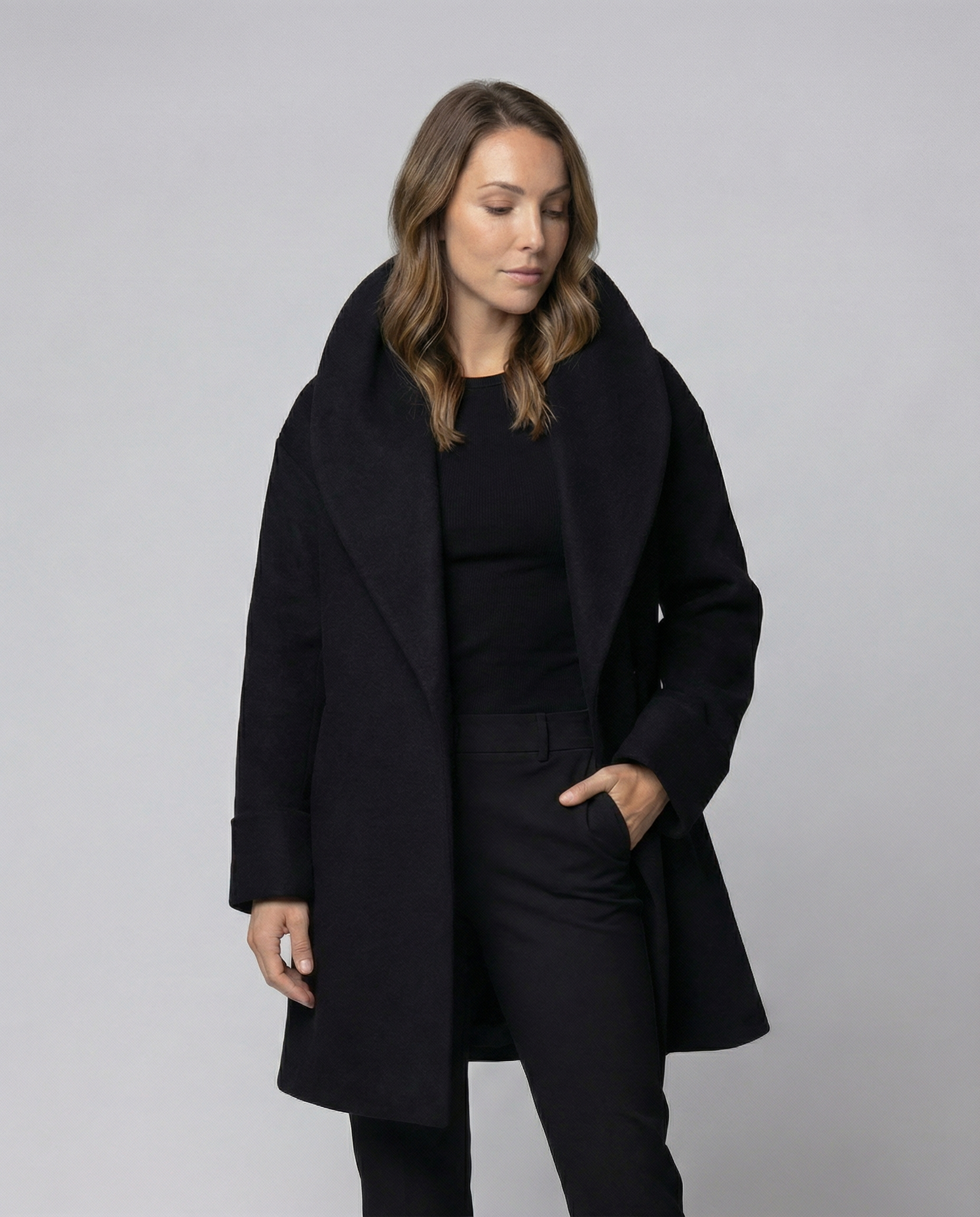 Damen Gefütterte Winterjacke Klassisch Schwarz - Eveloria