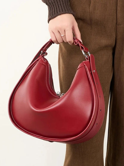 Damen Umhängetasche Geschwungen Leder Chic