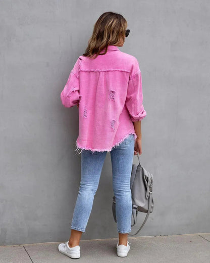 Damen Bluse aus Denim Blau - Eveloria