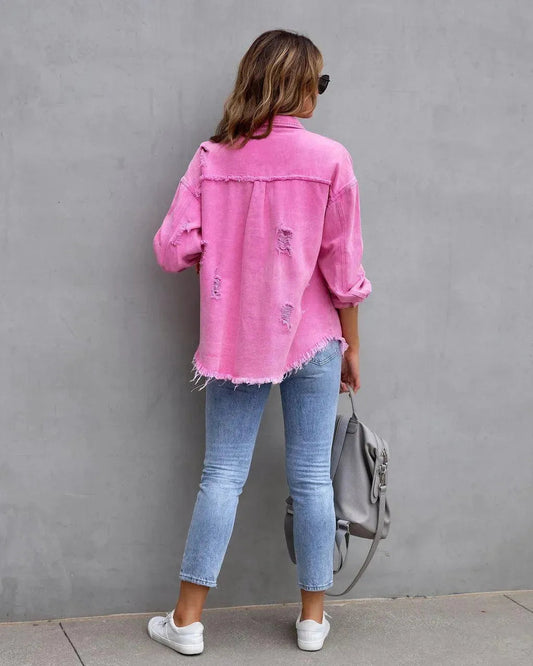 Damen Bluse aus Denim Blau - Eveloria