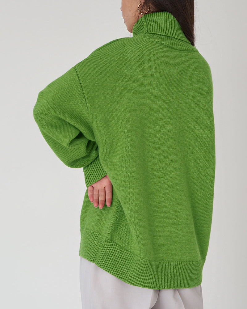 Damen Oversize Pullover Hochhalter Lässig Bequem