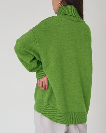 Damen Oversize Pullover Hochhalter Lässig Bequem