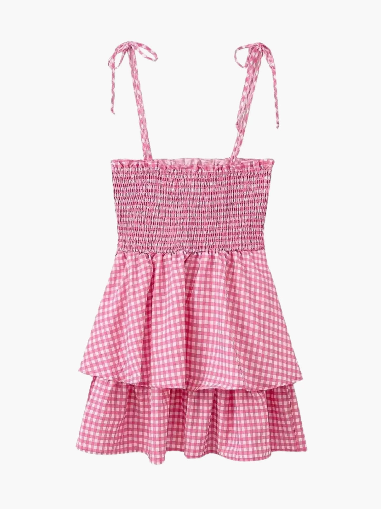 -Weiß Kariertes Damen-Sommerkleid