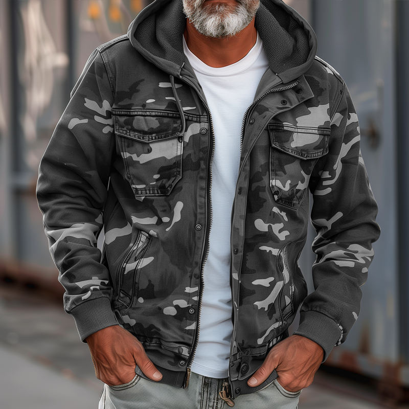 Eveloria Damen Camouflage Cargojacke Mit Kapuze - Eveloria