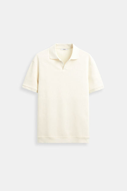 Herren Poloshirt Beige Elegantes Baumwollshirt