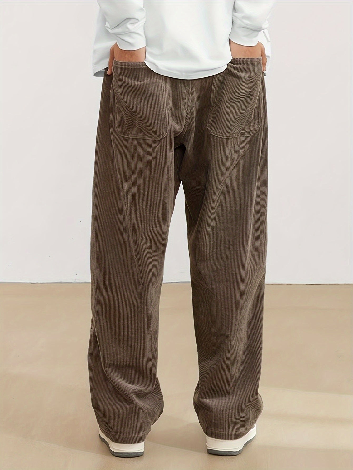Herren Cordhose Weitschnitt Bequem Braun