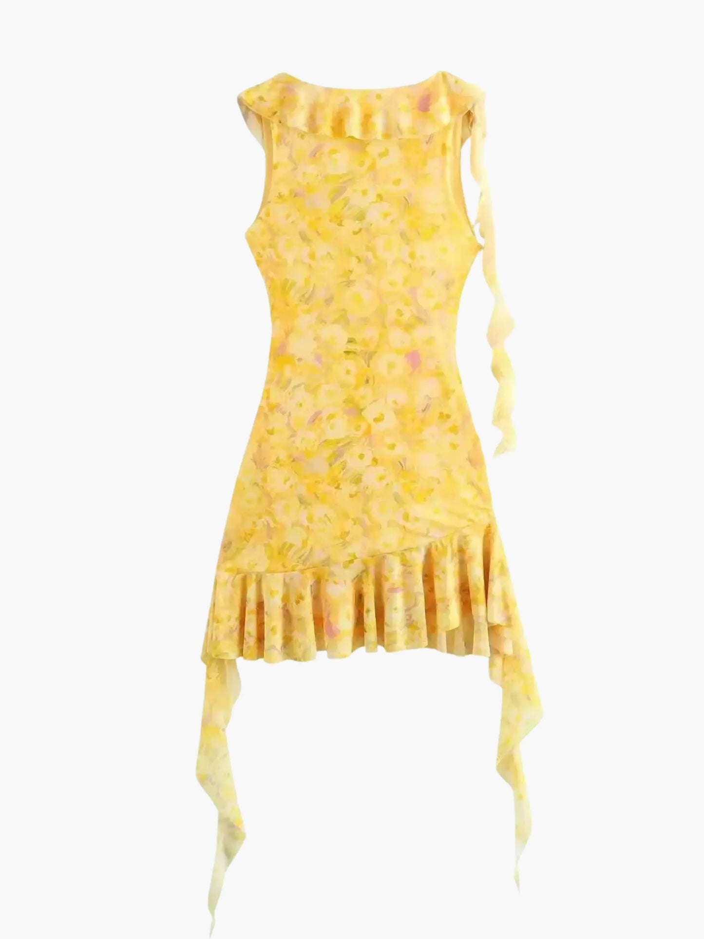 Fenja Damen Minikleid Geblümt Rüschendetails