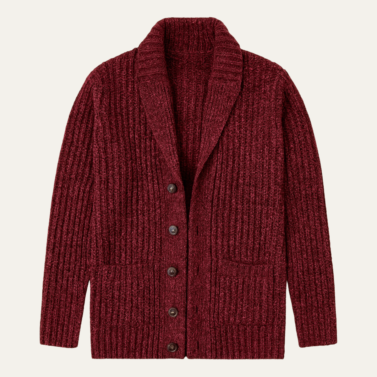 Herren Strickcardigan Reverskragen Warm Beige - Eveloria
