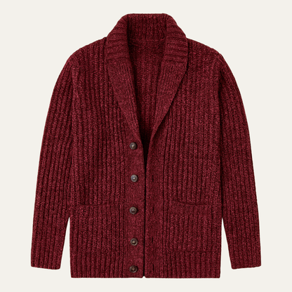 Herren Strickcardigan Reverskragen Warm Beige - Eveloria