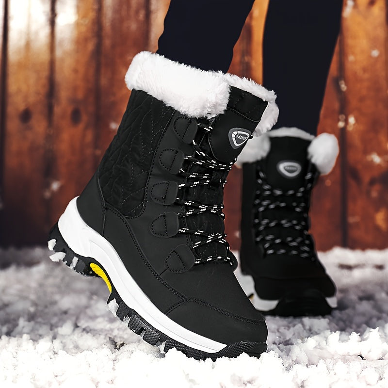 Damen Winterstiefel Schnürung Runder Kappe Warmes Innenfutter