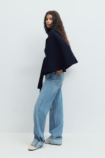 Damen Jacke Gürtel Weite Silhouette