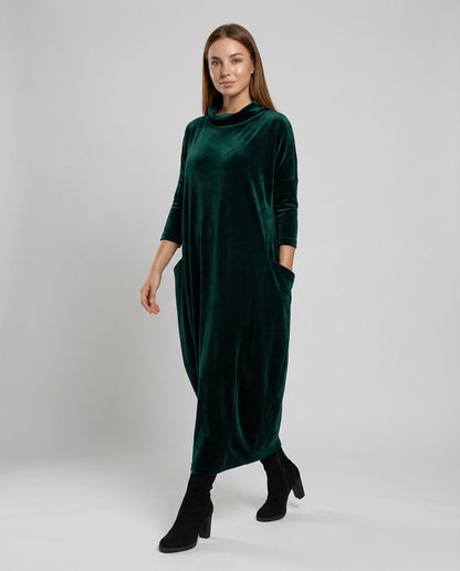 Damen Samtkleid Elegantes Schwarz - Eveloria
