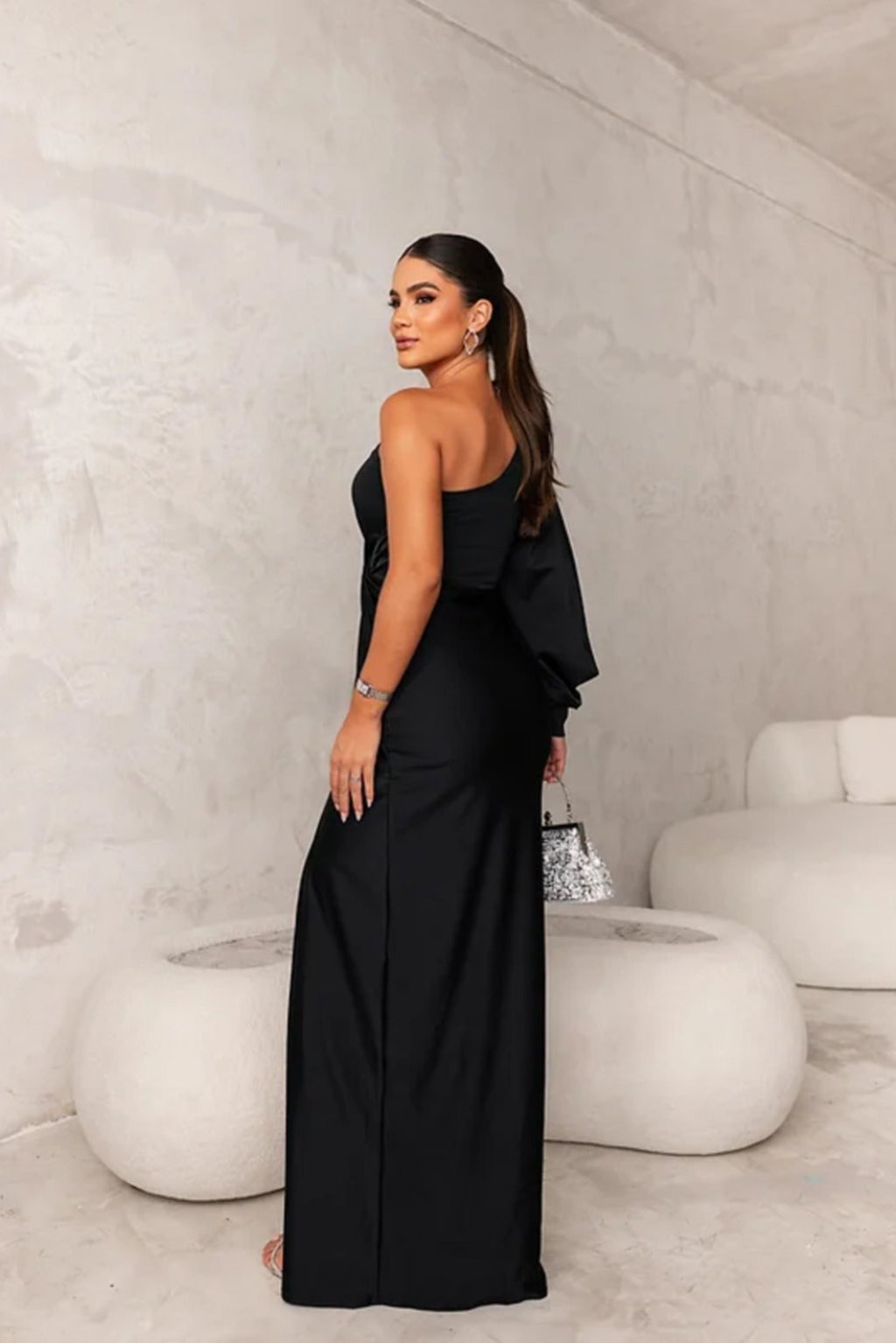 Damen Abendkleid Einer Schulter Raffung - Eveloria