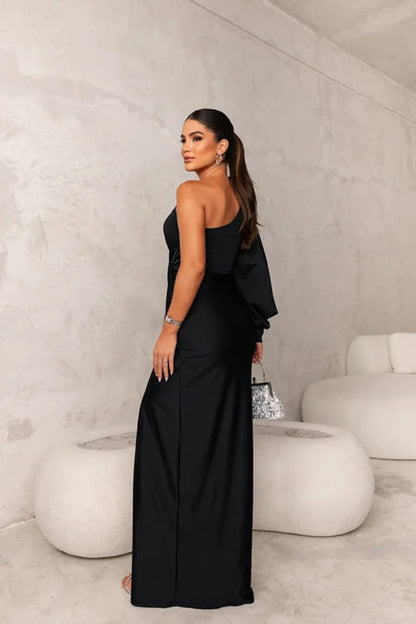 Damen Abendkleid Einer Schulter Raffung - Eveloria