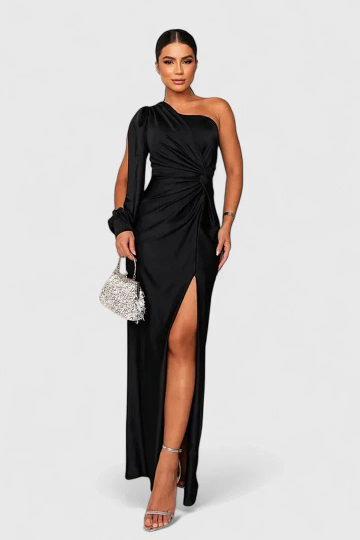 Damen Abendkleid Einer Schulter Raffung
