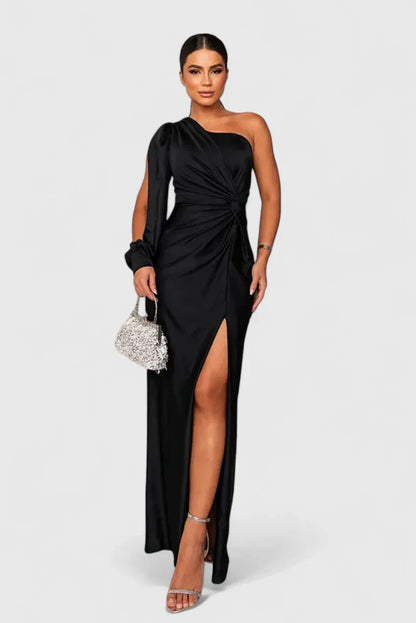 Damen Abendkleid Einer Schulter Raffung
