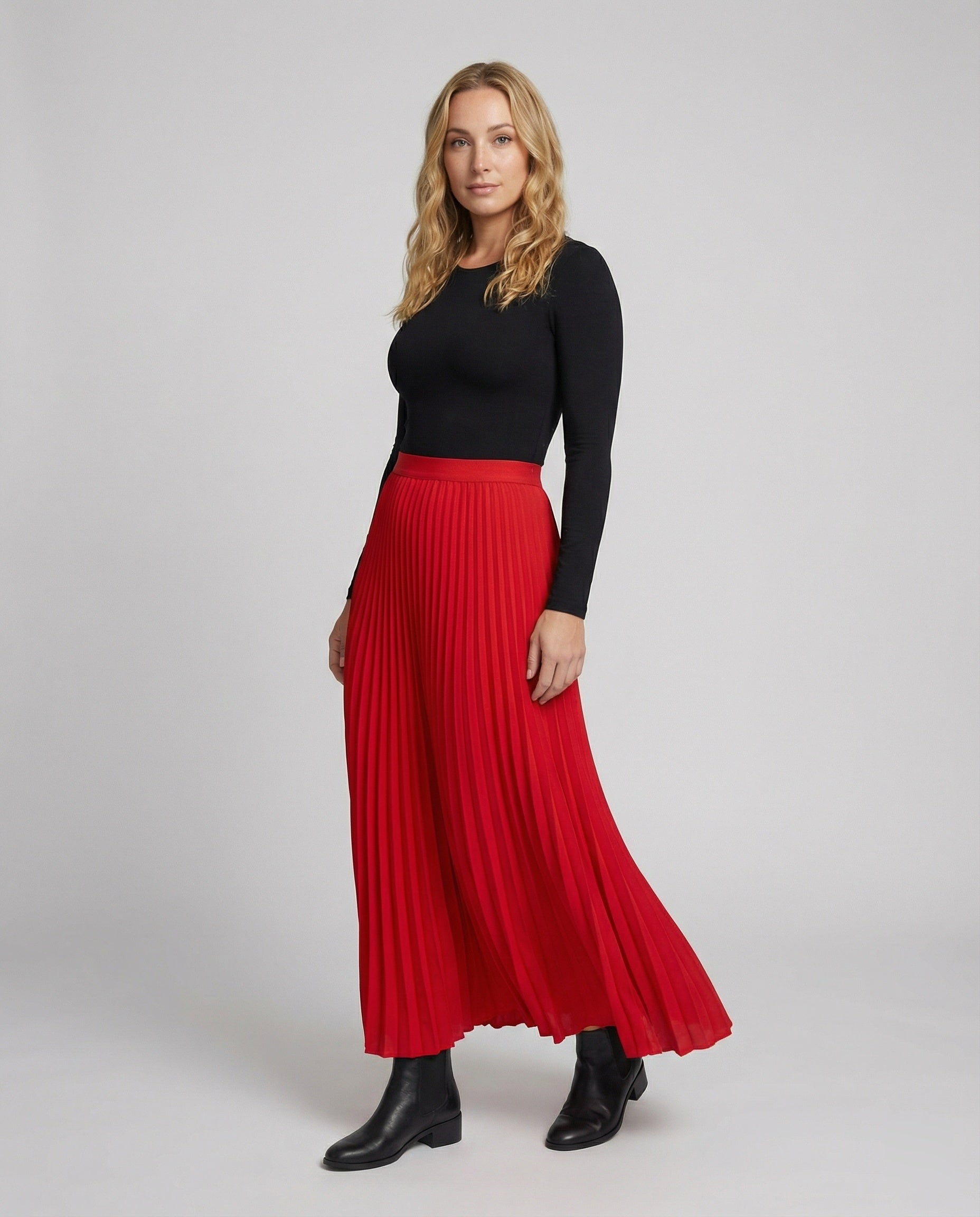Eveloria Damen Plissee-Rock Lang - Eveloria