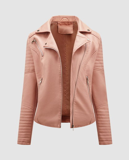 Damen Kunstlederjacke Elegantes Design
