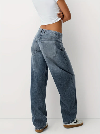 Damen Baggy Jeans Locker geschnittene Blau