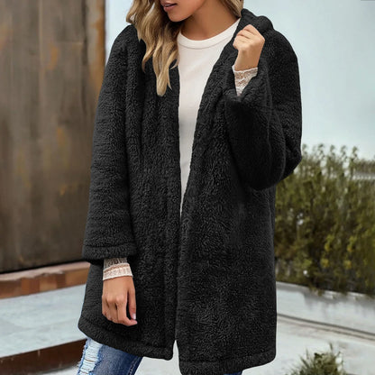 Adina Damen Teddyjacke Kapuze Locker Passform